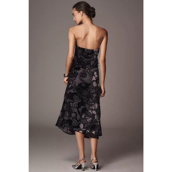 NWT Anthropologie Strapless Velvet Burnout Dress Size M - Picture 2 of 11